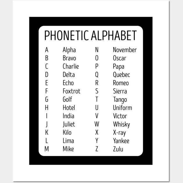 Airplane Pilot Air Traffic Controller Phonetic Alphabet Wall Art by Tom´s TeeStore